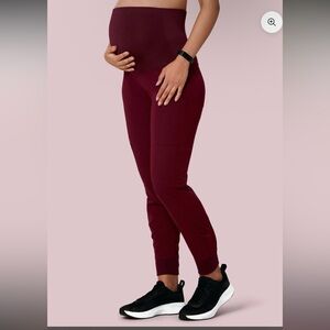 Mandala scrubs wine colored maternity joggers and top